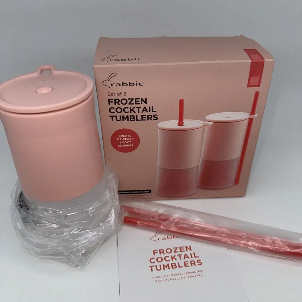 NEW 2 Rabbit Froze All Day‎ Frozen Cocktail Tumblers Shakers Slushie Makers NIB